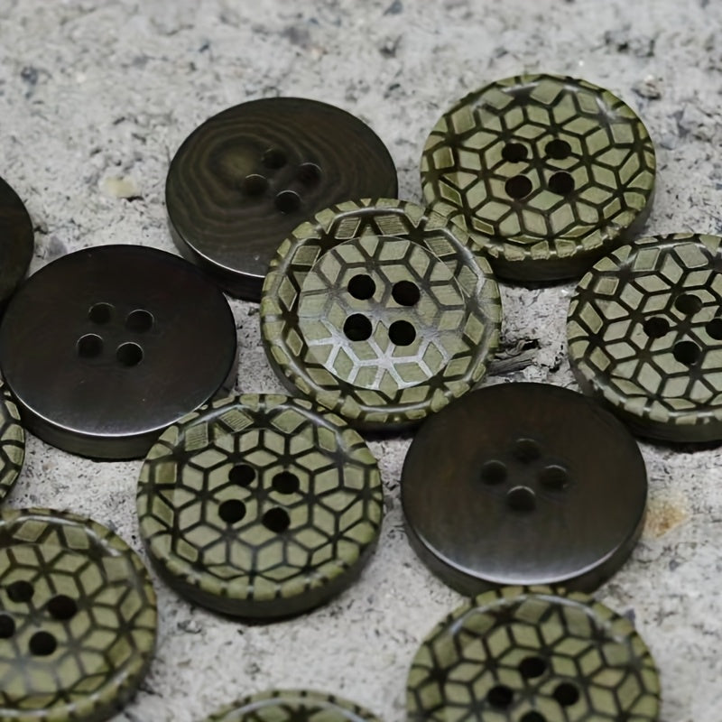5pcs 15mm Rhombus Plaid Real Button Retro Style Buttons