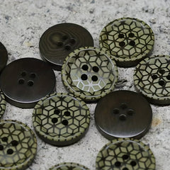 5pcs 15mm Rhombus Plaid Real Button Retro Style Buttons