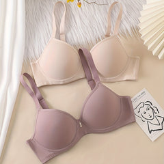 2pcs Solid T Shirt Bras Comfy Push Up Bra Women's Lingerie & Underwear