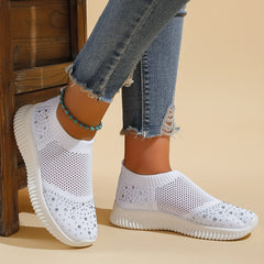 Women's Rhinestone Slip On Sneakers Breathable Casual Outdoor Shoes