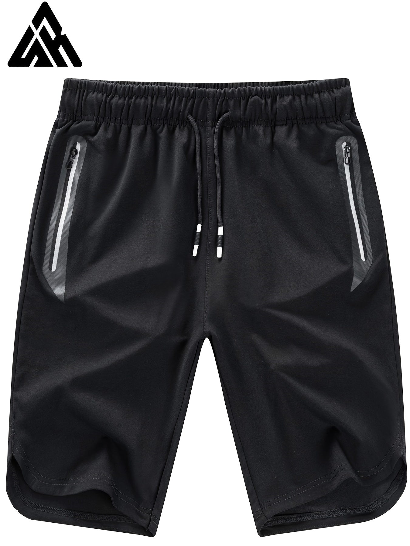 Men's Casual Loose Zipper Pocket Elastic Waist Drawstring Gym Shorts