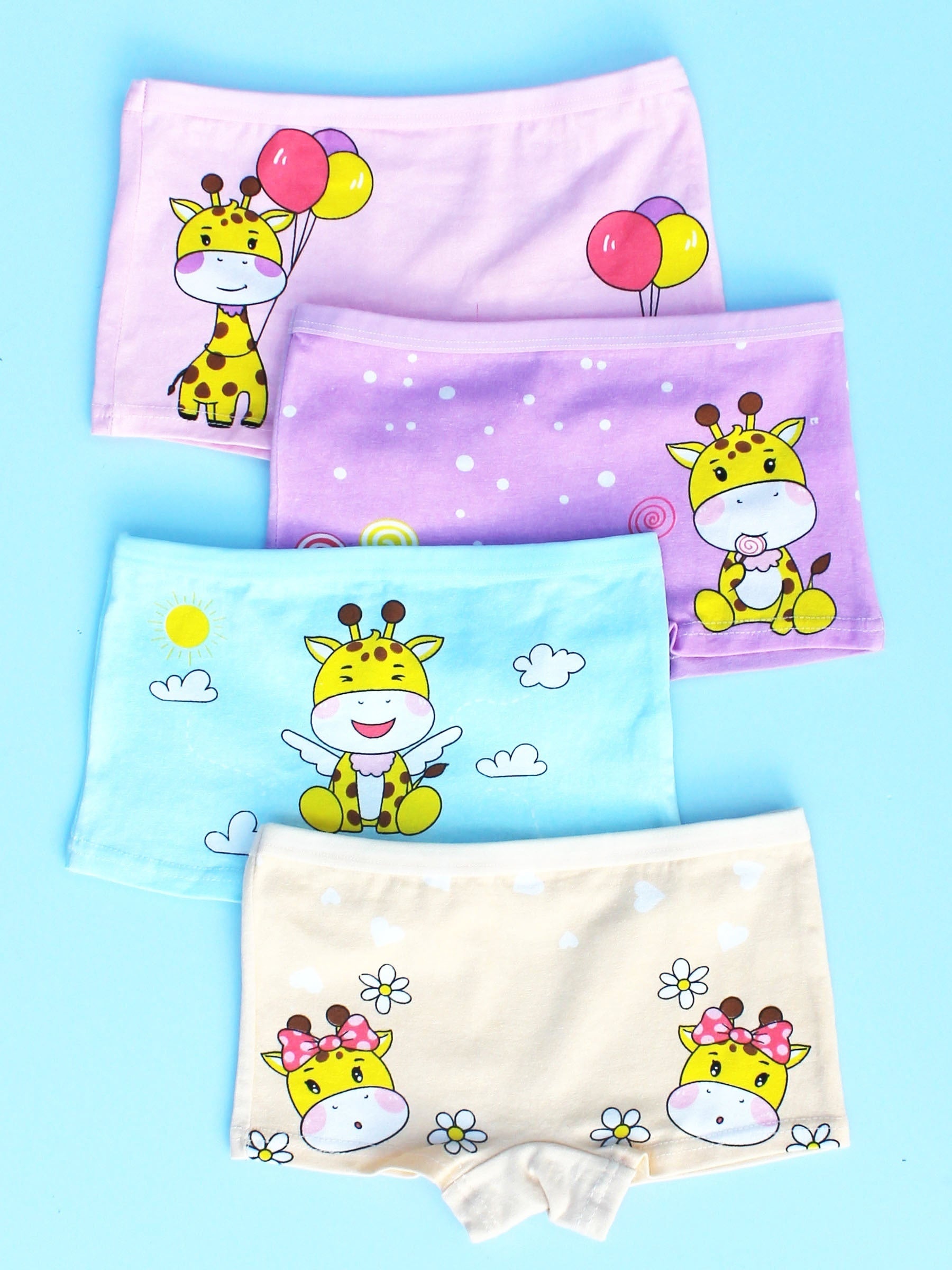 4pcs Princess Print Girls Panties Kids Cotton Boxer Briefs