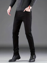 Men's Slim Fit Straight Leg Jeans Casual Street Style Medium Stretch Denim Pants