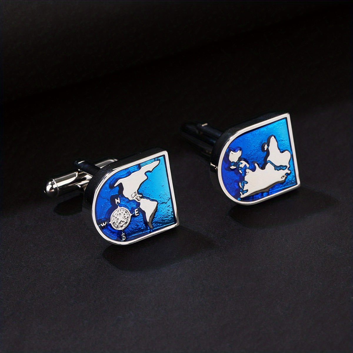 Map Pattern French Cufflinks 2 Cufflinks