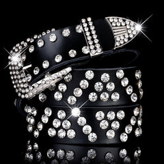 Women's Rhinestone Jeans Belt Wide Trim Fashion Glitter Studded