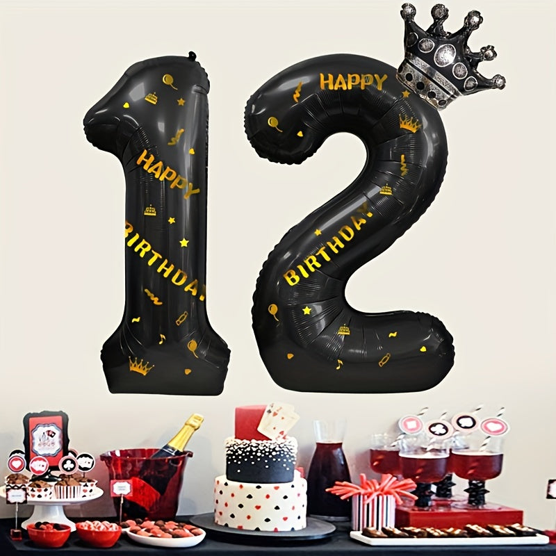 Foil Crown 0 9 Number Balloons for Birthday Wedding Anniversary Baby Shower