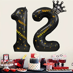 Foil Crown 0 9 Number Balloons for Birthday Wedding Anniversary Baby Shower