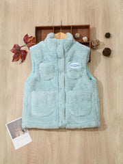 Boys' Warm Fleece Vest with Stand Collar for Fall Winter