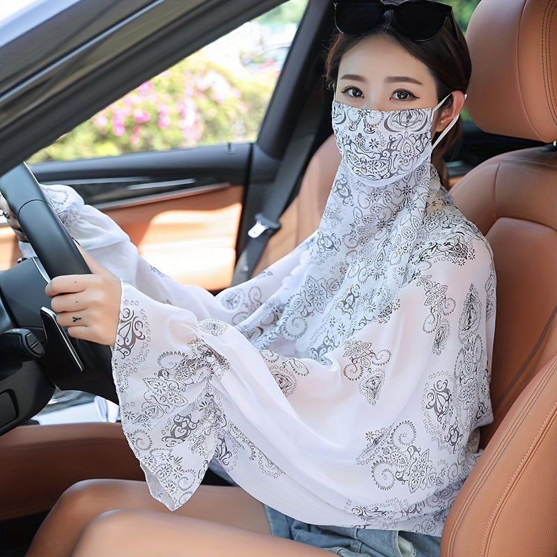 Printed Sunscreen Mask Scarf for Women