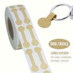 500pcs Roll Brown & Tag Stickers Jewelry Round Barbell Labels Dumbbell Labels