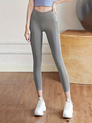 High Waist Yoga Leggings With Pocket Slim Fit Cycling Yoga Tight Pants