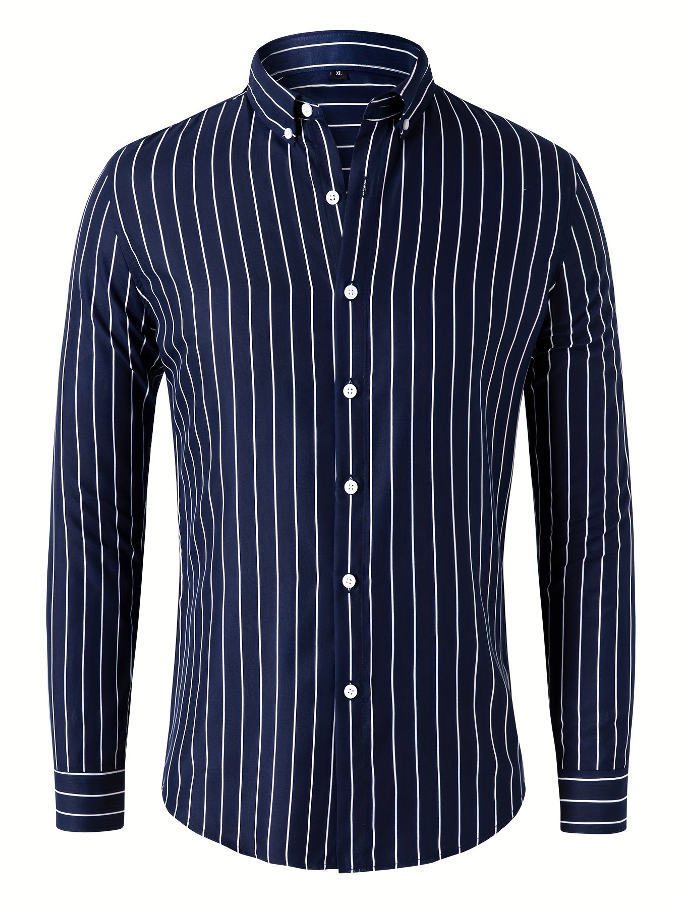 Men's Stripe Print Button Up Shirt