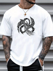 Dragon Loong Print Men's Graphic Crew Neck T shirt Casual Comfy Tees Tshirts