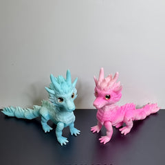3D Printed Mini Dragon Statue with Realistic Eyes and Flexible Joints