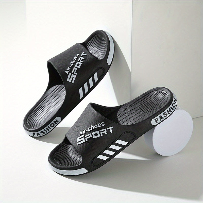 Men's Letter Print Platform Slides Unisex Slippers