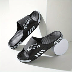 Men's Letter Print Platform Slides Unisex Slippers