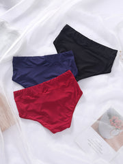 3 Pack Plus Size Panties Set Soft Solid Comfort Briefs