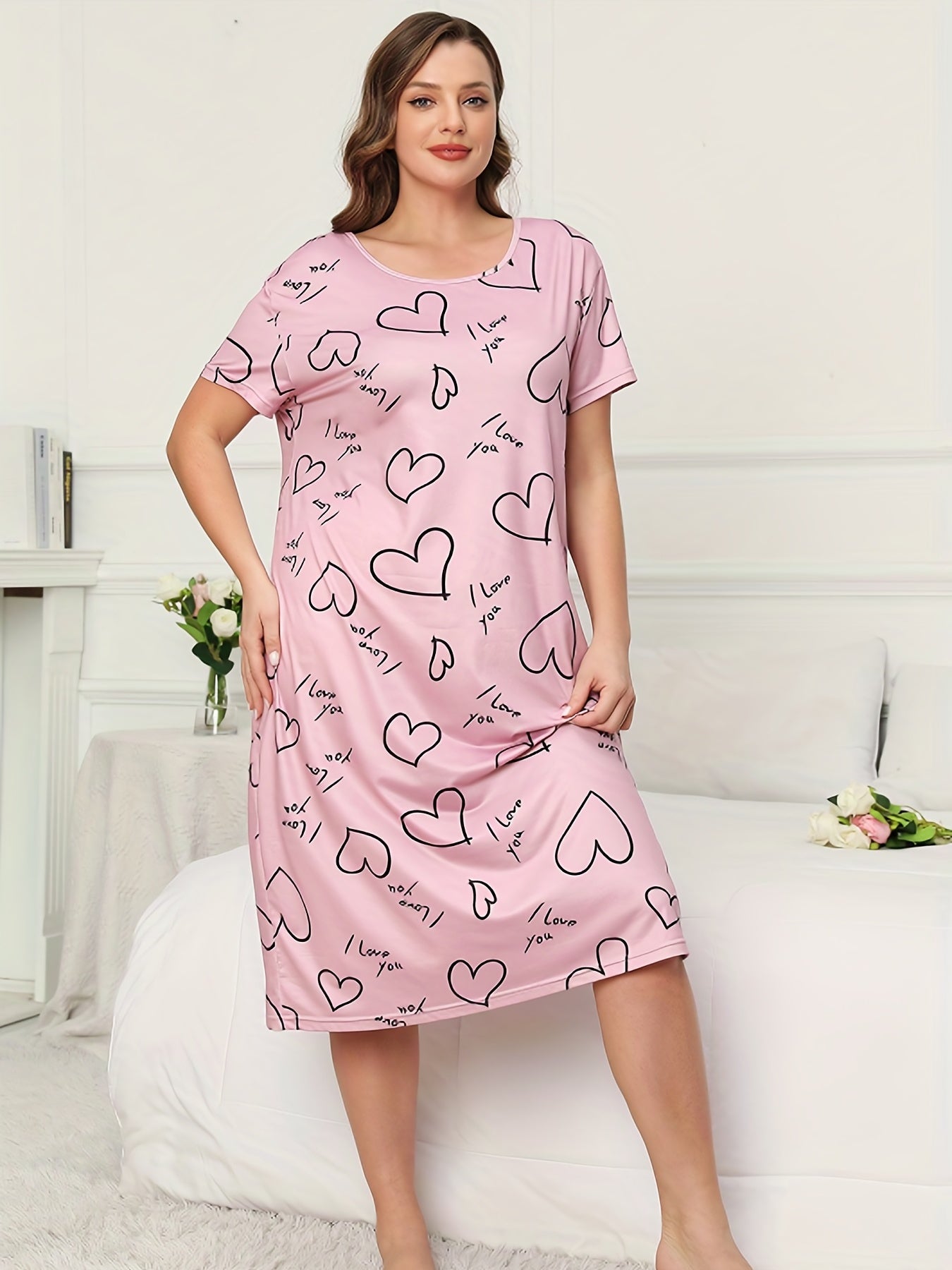 Heart & Letter Print Tee Nightdress