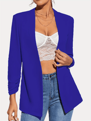 Ruched Open Front Blazer Solid Work Office Outerwear
