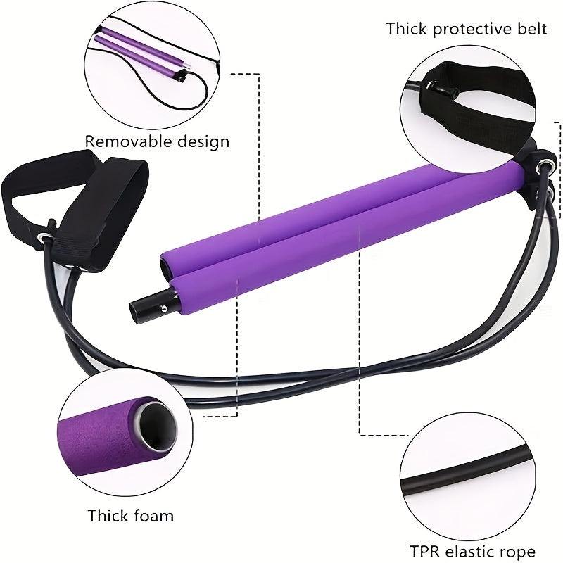 Pilates Bar Kit with Resistance Bands for Home Gym Workout