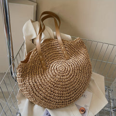 Summer Straw Shoulder Bag Minimalist Woven Storage Handbag