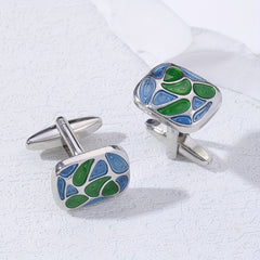 Green Shell Pattern Cufflinks for Wedding Suit
