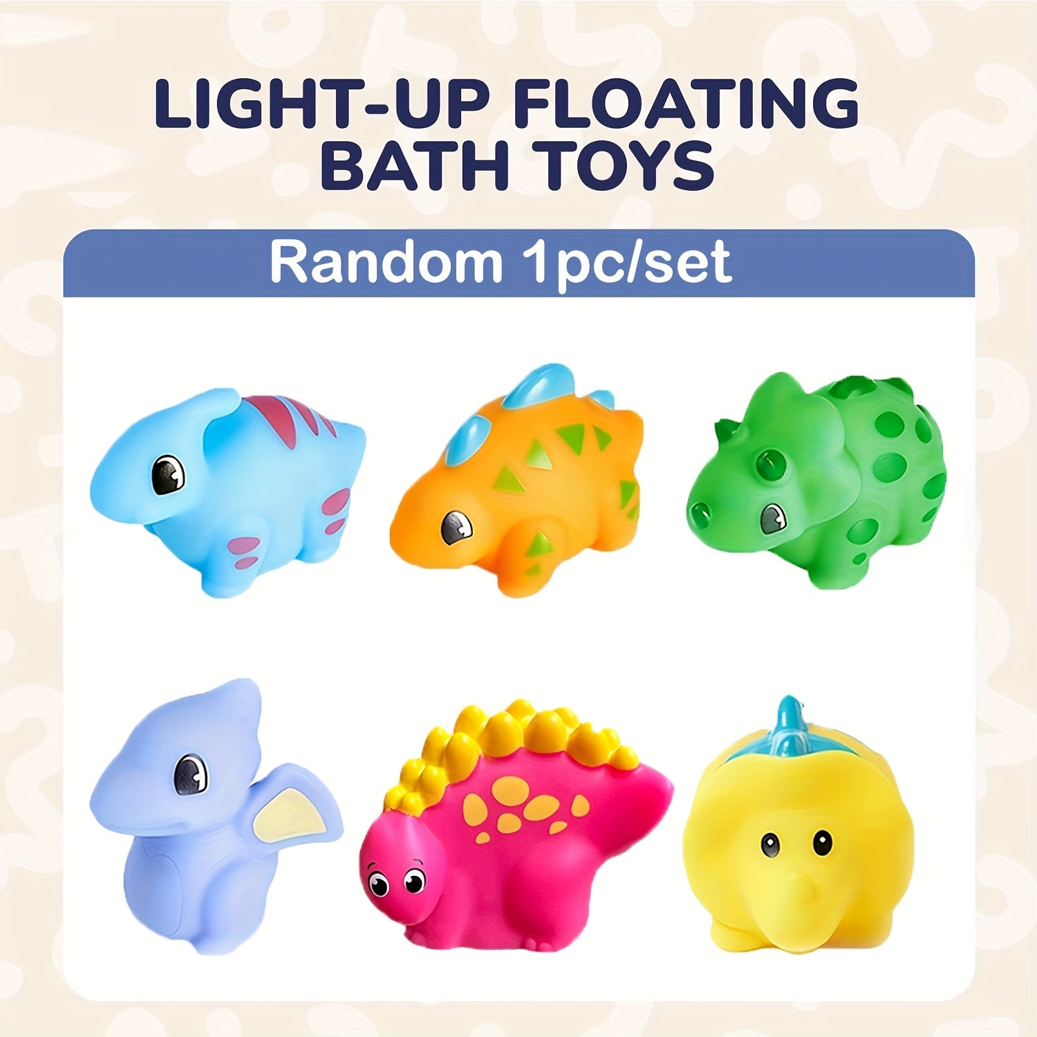 6pcs Light Up Dinosaur Bath Toys Set Glitter Colorful Bathtub Toys No Hole