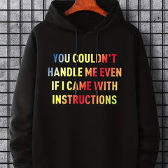 Men's Letter Print Hoodie Active Drawstring Hooded Sweatshirt