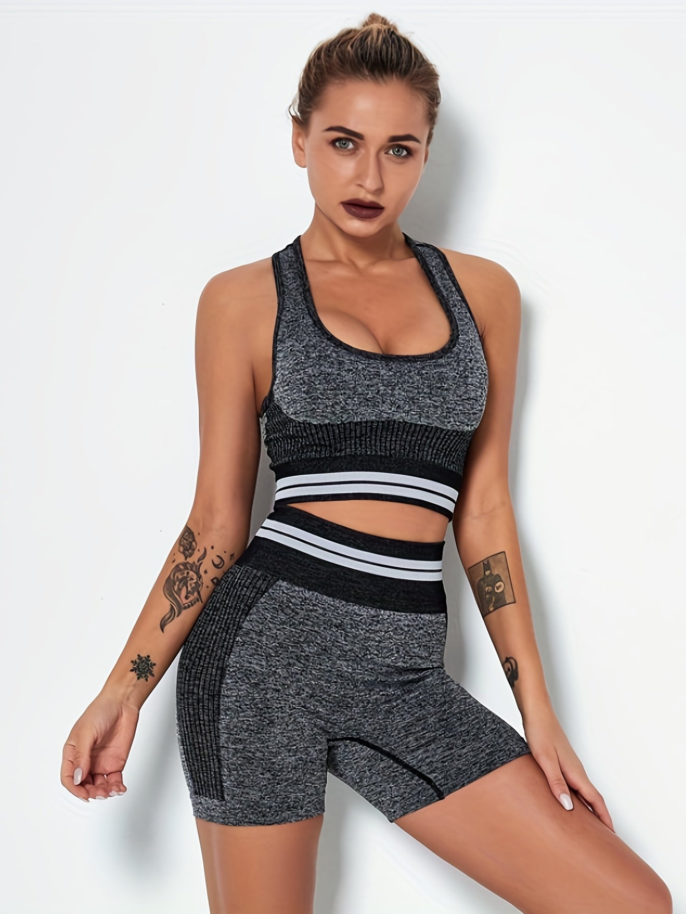 Seamless Knit High Stretchy Bra & Shorts Set