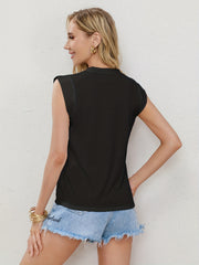 Solid Crew Neck Vest Casual Sleeveless Comfy Vest For Summer Women's Clothing