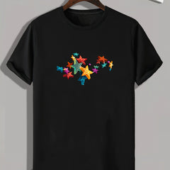 Star Pattern Print Men's Comfy Sports T-shirt Graphic Tee