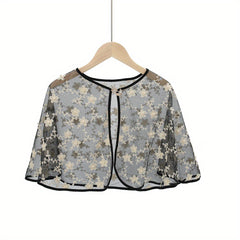 Flower Embroidery Hollow Shawl Thin Cape Dress Shawl Women Top