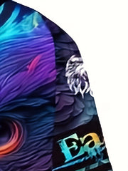 Colorful Eagle 3D Print Hoodie - Men's Graphic Hooded Pullover