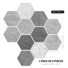 11pcs Cement Gray Hexagonal Floor Stickers Waterproof Non-slip Tile Stickers