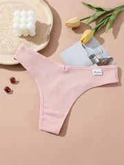 5pcs Ribbed Thongs Low Waist Intimates Panties Women's Lingerie