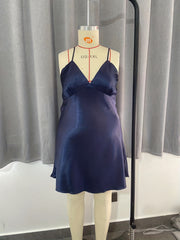 Satin Solid Comfort Nightdress Women's Plus Cami Sleepwear Dress