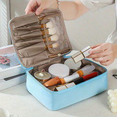 Travel Cosmetic Bag with Makeup Brush Holder Waterproof Portable Toiletry Case