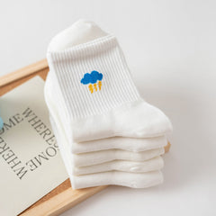 5 Pairs Women's Weather Pattern Ankle Socks Mid Tube Socks