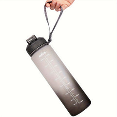 1000ml Sports Water Bottle with Straw Gradient Design Time Marker