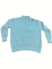 Ribbed Knit Half Zipper Lantern Sleeve Sweater