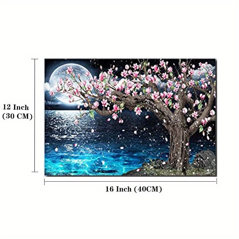 Pink Magnolia Tree Wall Art Moon Canvas 8-96cm