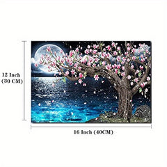 Pink Magnolia Tree Wall Art Moon Canvas 8-96cm