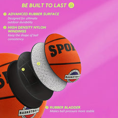 1pc Rubber Basketball With Grip Indoor And Outdoor Anti Slip Wear resistant