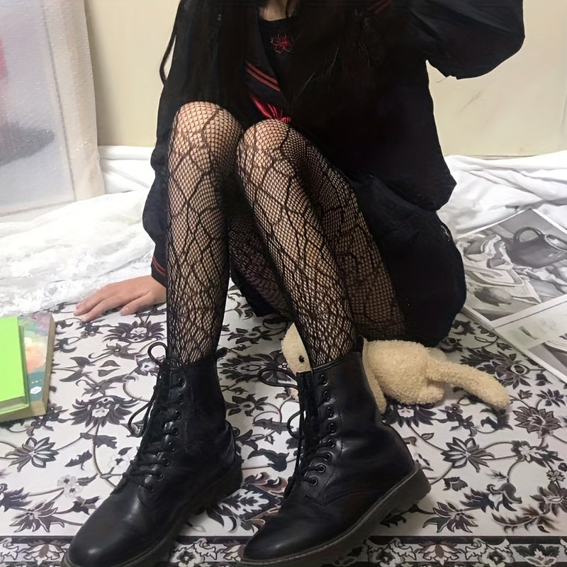 High Waist Spider Web Fishnet Tights for Women