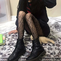 High Waist Spider Web Fishnet Tights for Women