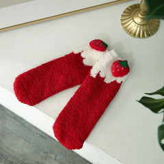 Thermal Plush Home Floor Socks Fruit Decor Socks Women's Stockings