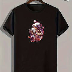 Funny Cartoon Print Men's Graphic T-shirt for Summer