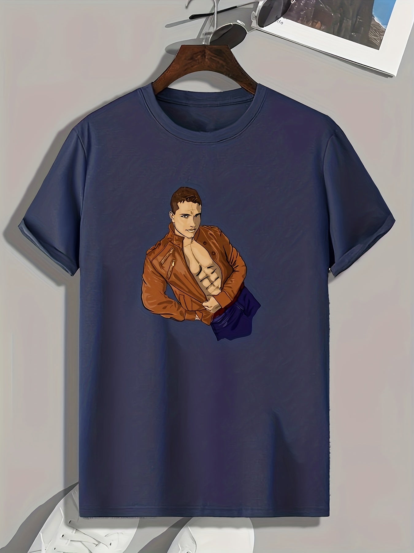 Portrait Pattern Print Men's Sports T-Shirt