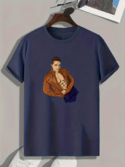 Portrait Pattern Print Men's Sports T-Shirt