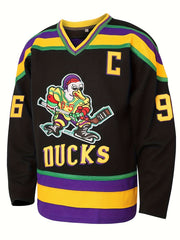 Men's Ducks Pattern Hockey Jersey Long Sleeve V Neck Tee